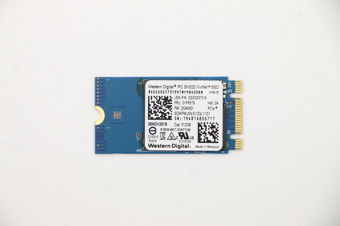 Image of Lenovo Sandisk 1101 512GB M.2 PCIe 2242 SDAPMUW-512G-1101 SSD -...