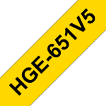 Brother HGE-651V5 DirectLabel black on yellow Laminat 24mm x 8m Pack=5 for P-Touch RL 700 S/ 9500 PC/ 9700 PC/ 9800 PCN