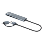 Manhattan 181075 interface hub USB 3.2 Gen 1 (3.1 Gen 1) Type-A + Type-C 5000 Mbit/s Gray