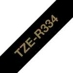 Brother TZE-R334 labelprinter-tape Goud op zwart