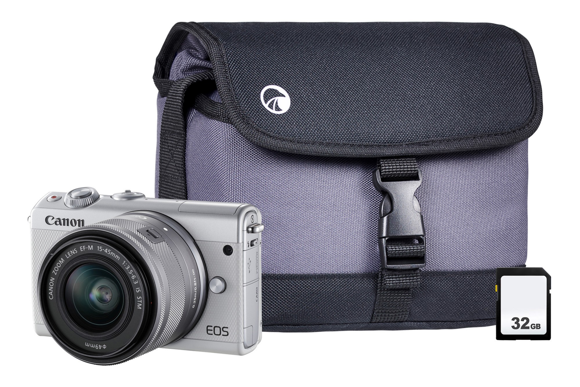 Canon Eos M100 White Csc Camera Kit Inc 15 45mm Lens 32gb Sd Card Bag