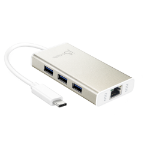j5create JCH471 USB-C™ Gigabit Ethernet & Hub Multi Adapter, Metallic Champagne