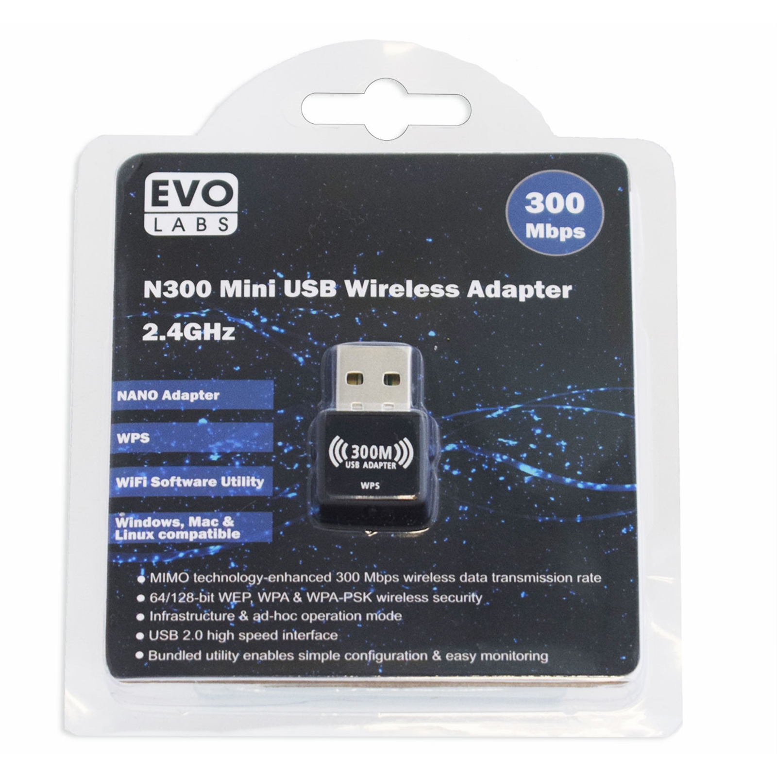 Image of Evo Labs NPEVO-N300USBAD network card WLAN 300 Mbit/s