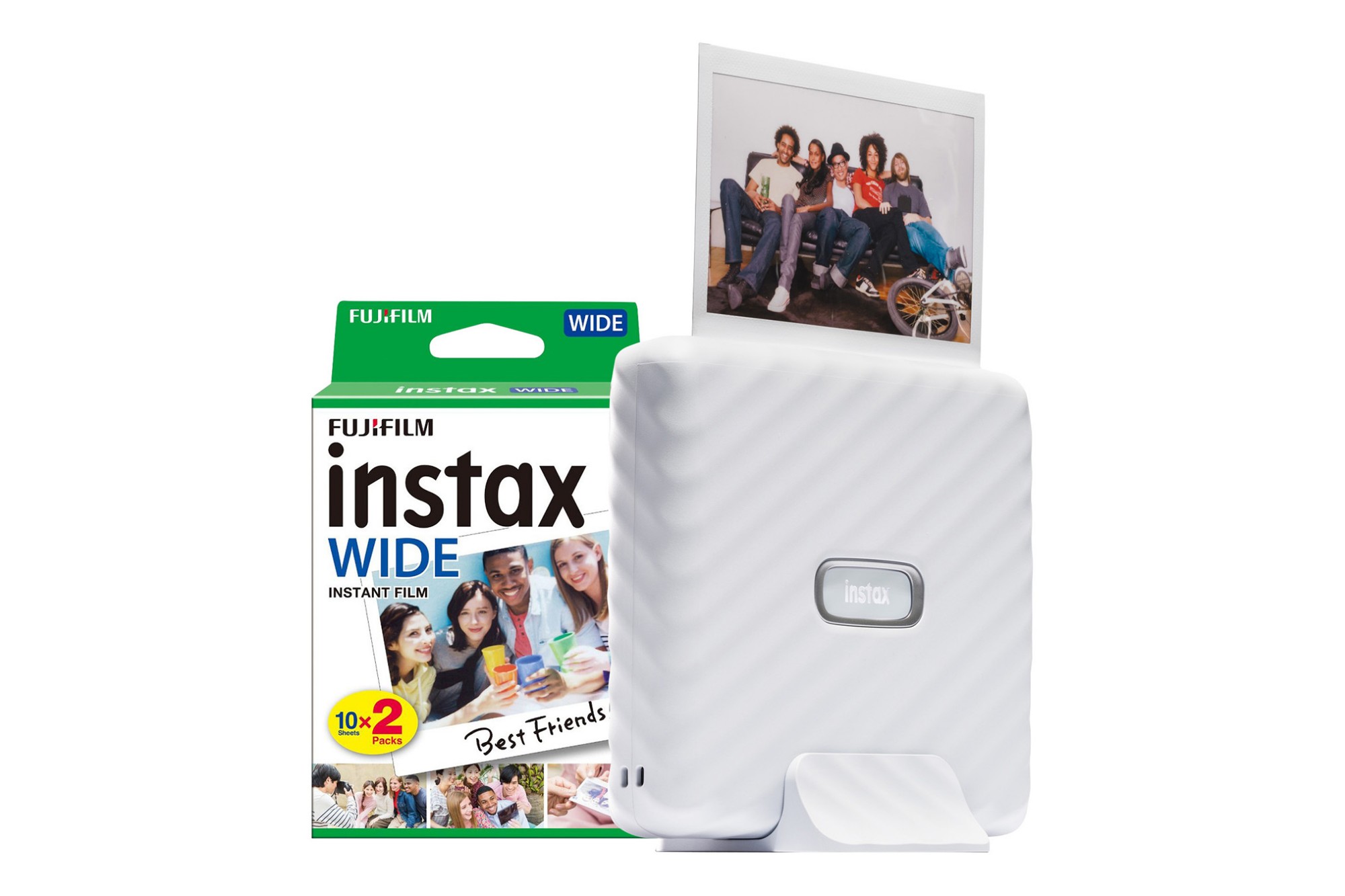 16719574+16385995 FUJI Instax Link Wide Printer with 20 Shot Pack - Ash White