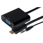 Maplin Mini HDMI Male to VGA Female + 3.5mm Audio Jack Port Adapter 0.15m Cable