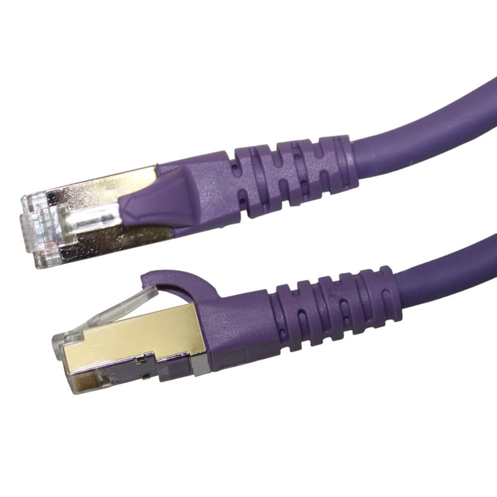 Videk Cat6A Booted LSZH 10g S/FTP RJ45 Patch Cable Purple 0.3m