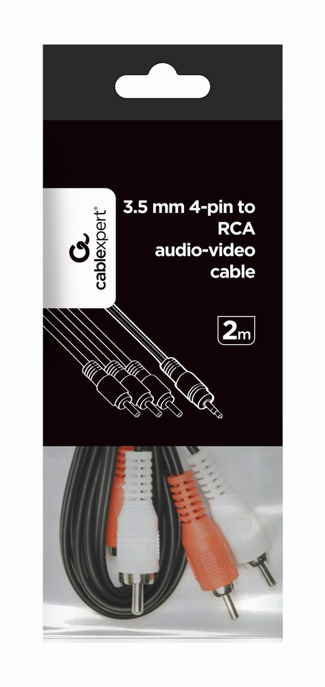 Gembird CCA-4P2R-2M audio cable 3.5mm 3 x RCA Black