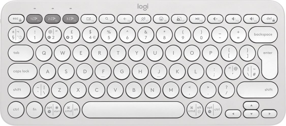 Logitech Pebble Keys 2 K380s keyboard RF Wireless + Bluetooth QWERTY UK English White
