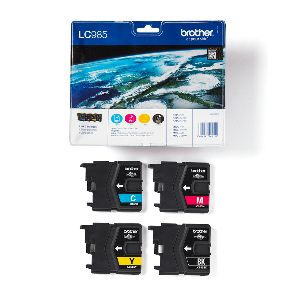 Brother LC-985VALBP Ink cartridge multi pack Bk,C,M,Y 300pg + 3x260pg Pack=4 for Brother DCP-J 125