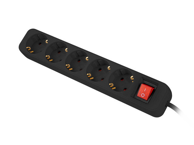 EU Product - Steckdosenleiste 3m 5x Schuko mit Schalter schwarz thumbnail