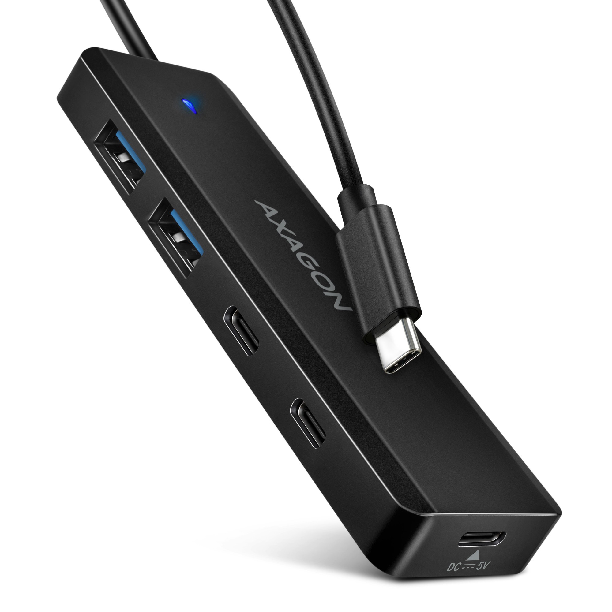 EU Product - HUE-C2C 2x USB3.2 Gen 1+ USB-C 5Gbps Travel hub power IN mit 19cm Type-C