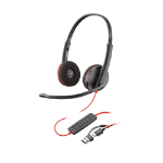 POLY Blackwire 3220 Stereo USB-C Headset +USB-C/A Adapter
