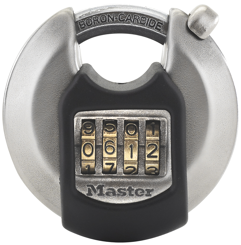 Image of Masterlock 70mm wide Excell zinc discus padlock with shrouded...