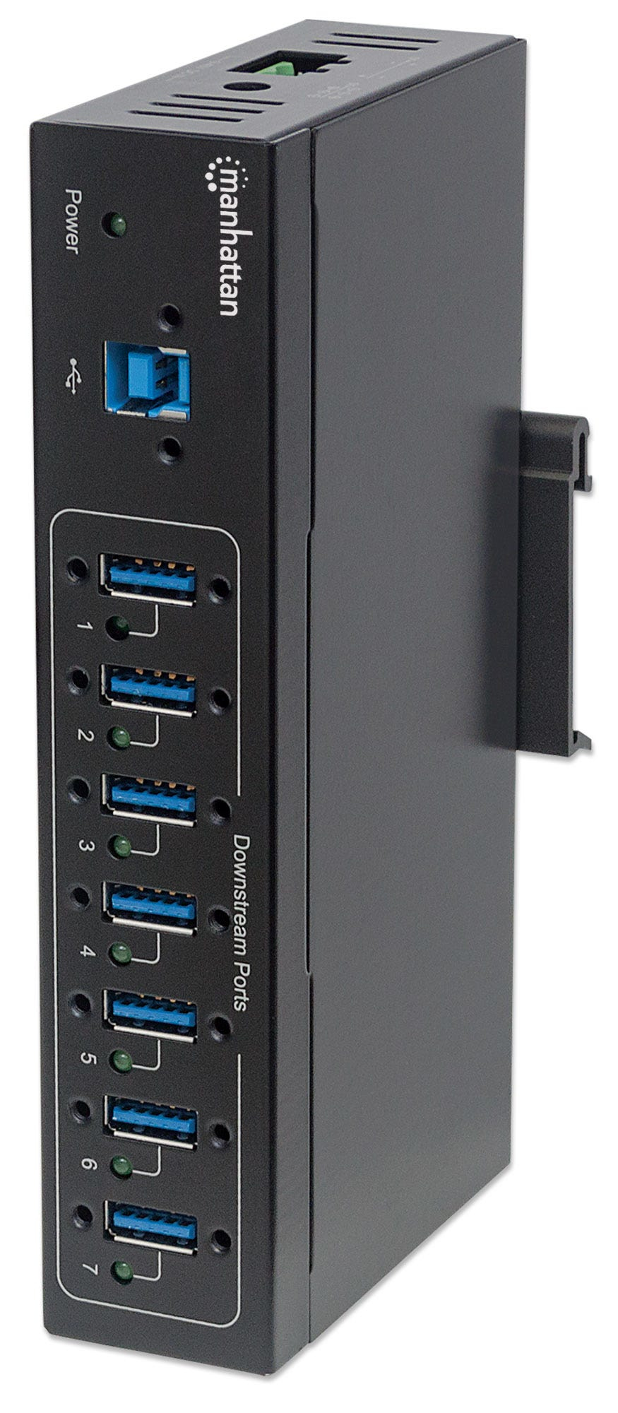 Image of Manhattan USB-A 7-Port Hub Industrial, 7x USB-A Ports, 5 Gbps (USB...