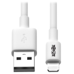 Tripp Lite M100-006-WH USB-A to Lightning Sync/Charge Cable, MFi Certified - White, M/M, USB 2.0, 6 ft. (1.83 m)