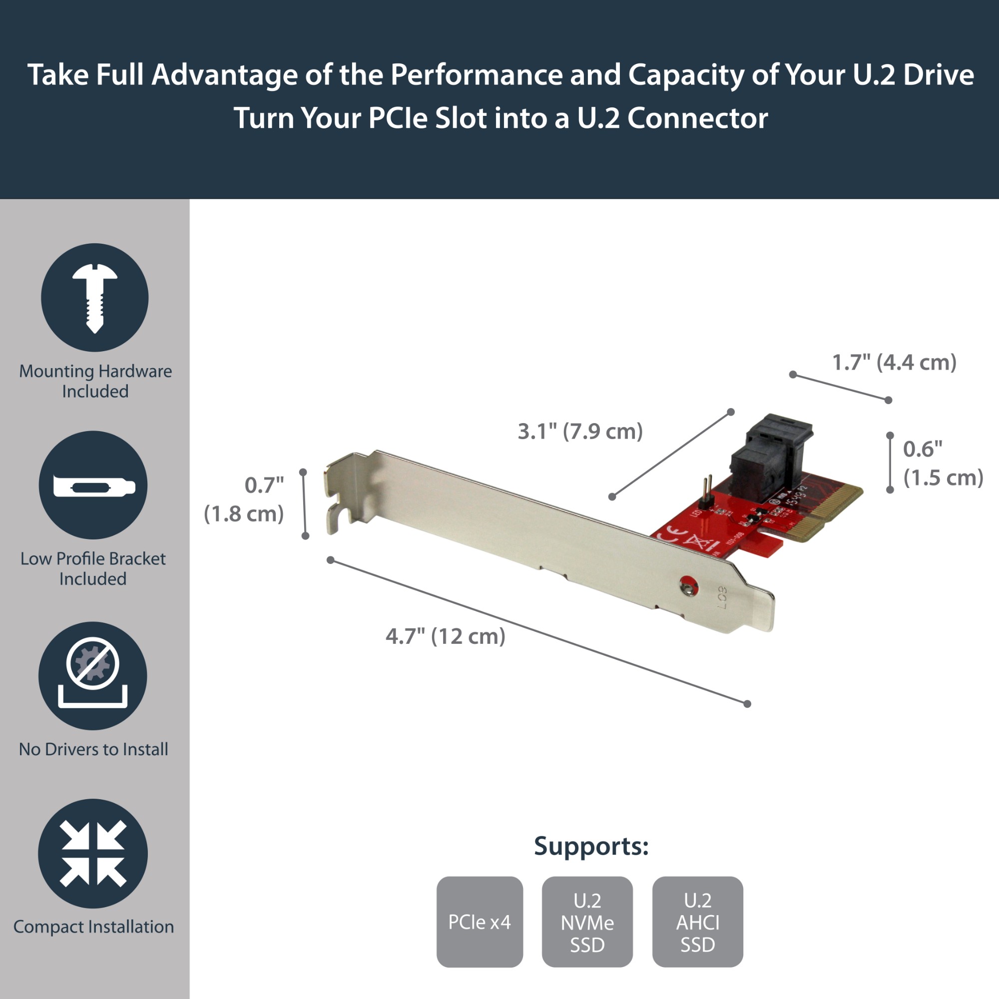 StarTech.com x4 PCI Express to SFF-8643 Adapter for PCIe NVMe U.2 SSD
