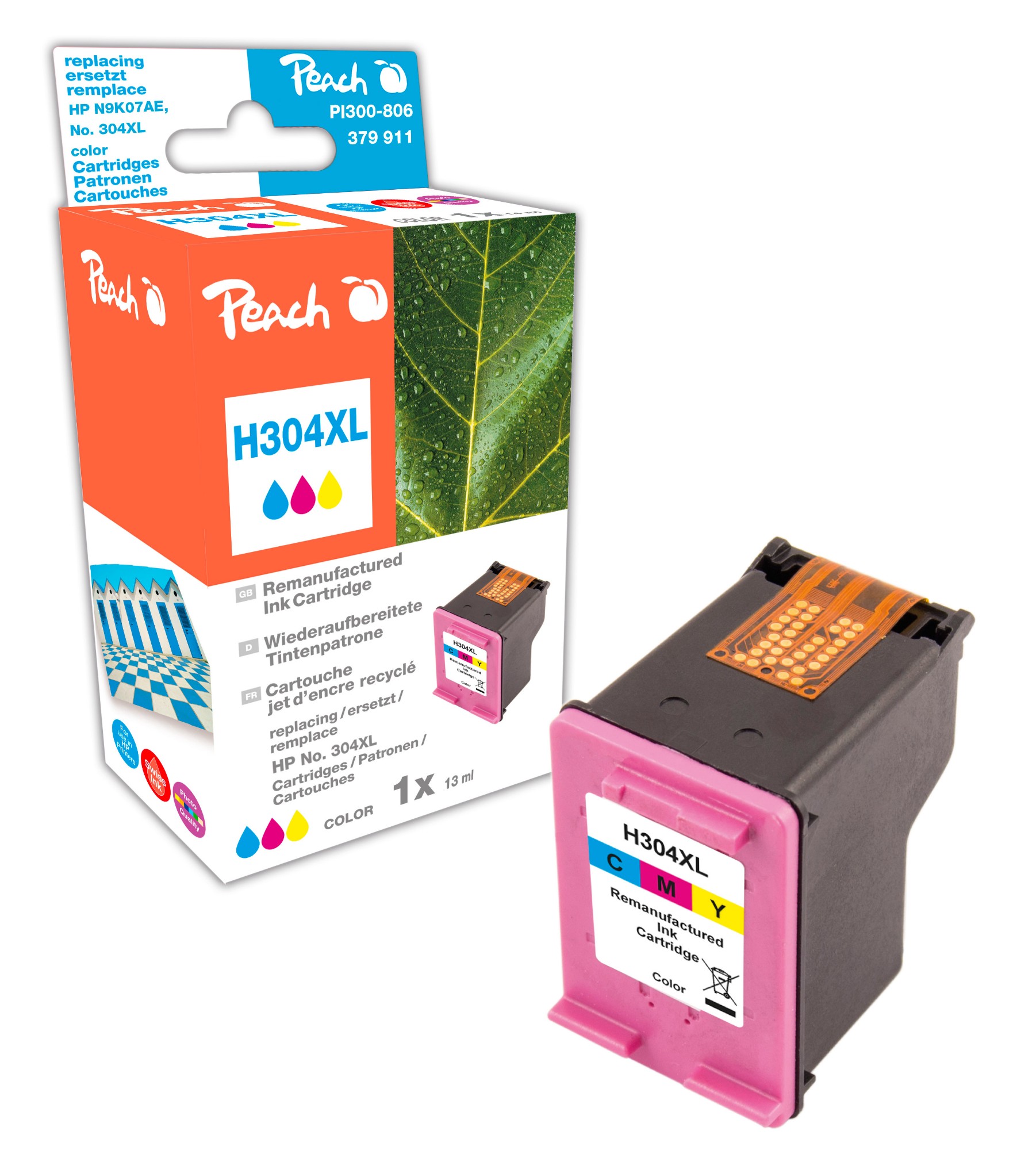 Peach Tinte color PI300-806 ink cartridge 1 pc(s) Compatible High (XL) Yield Cyan, Magenta, Yellow