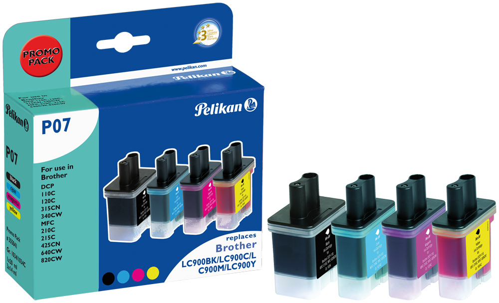 Image of Pelikan 355041/P07 Ink cartridge multi pack Bk,C,M,Y, 4x500 pages...