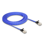 DeLOCK RJ45 flat network cable with braided coating Cat.6A U/FTP 3 m blue