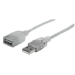 Manhattan USB-A to USB-A Extension Cable, 1.8m, Male to Female, 480 Mbps (USB 2.0), Translucent Silver, Polybag