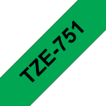 Brother TZE-751 labelprinter-tape Zwart op groen