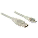 DeLOCK 1m, USB2.0-A/USB2.0 Micro-B USB-kabel USB A Micro-USB B Transparant