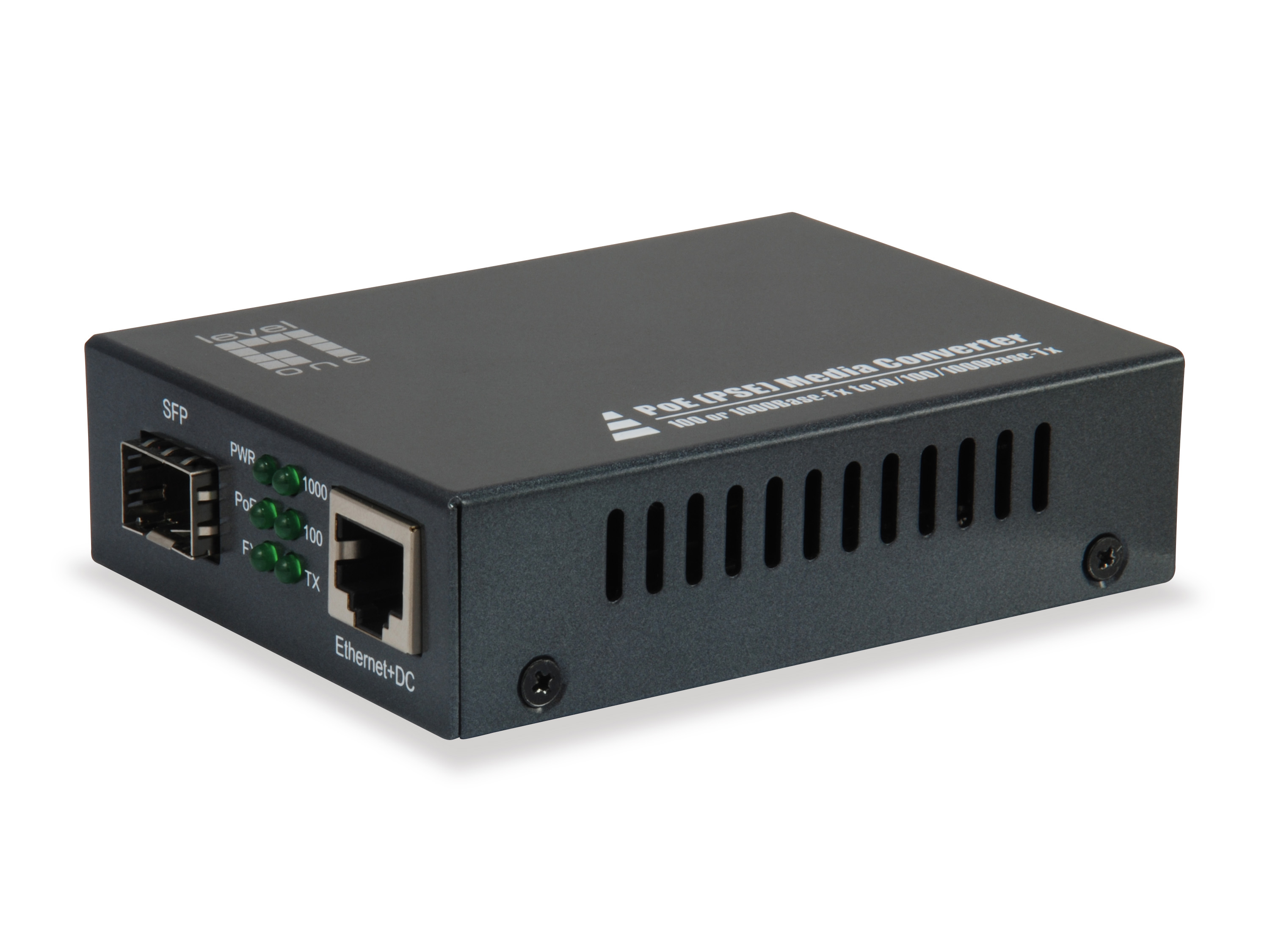 Image of LevelOne RJ45 to SFP Gigabit Media Converter, PoE PSE