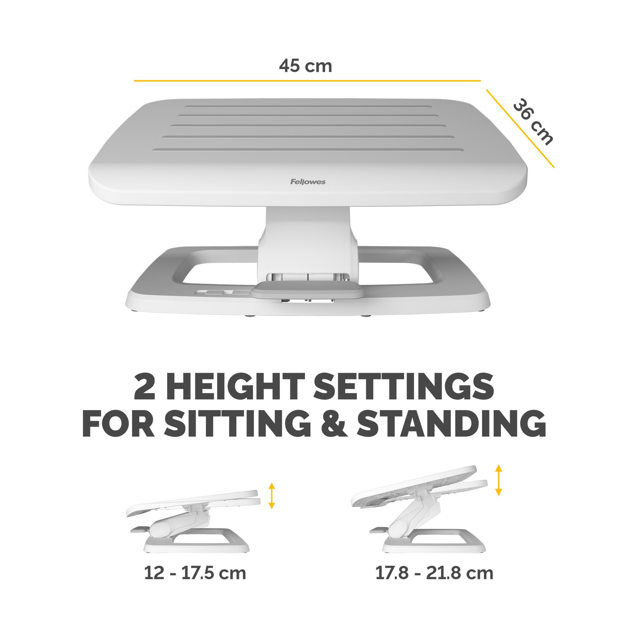 Fellowes Foot Rest Under Desk - Hana LT Foot Support Ergonomic Foot Rest - Foot Rest Stool for Office & Home Use - White