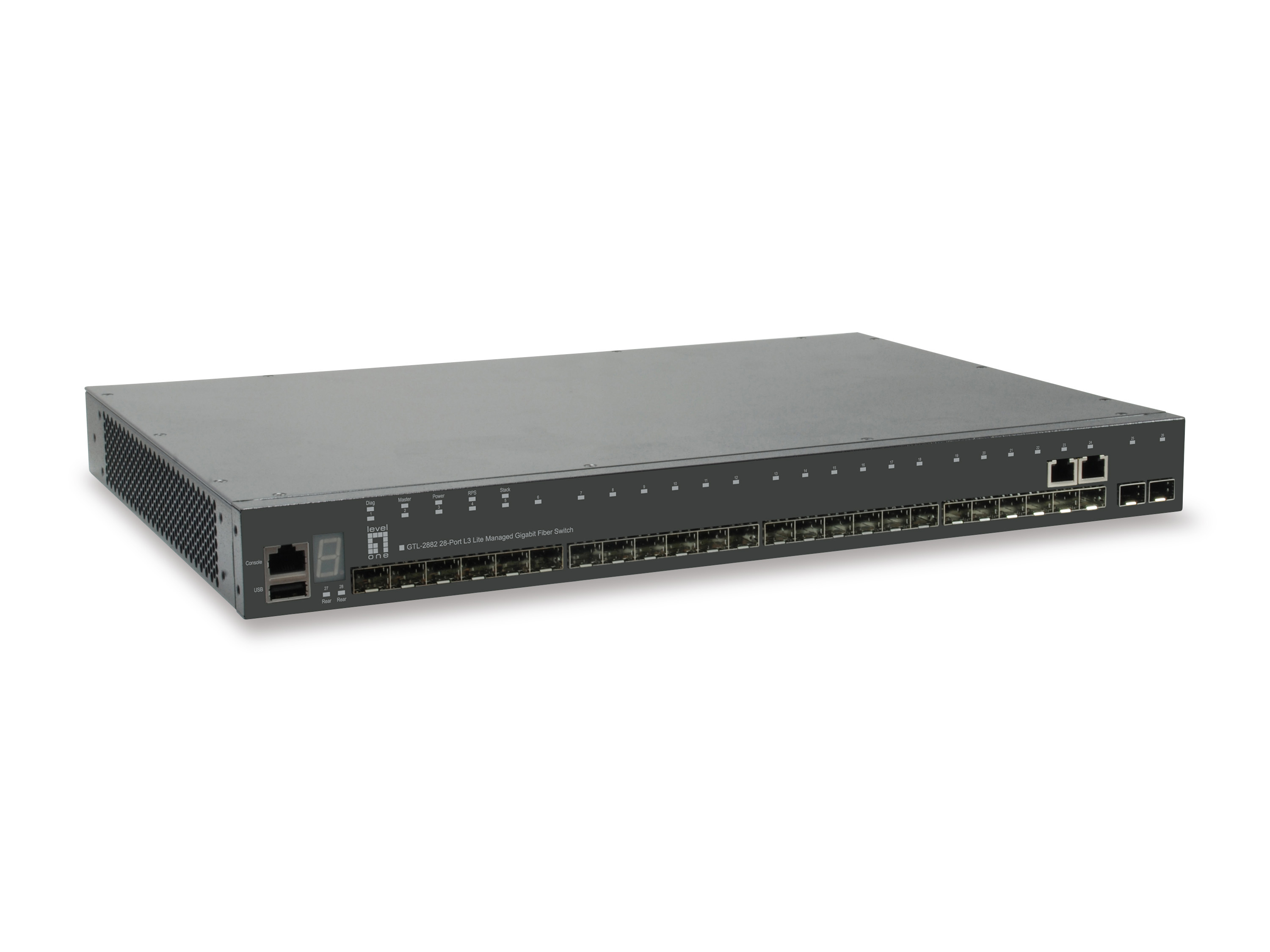 Image of LevelOne KILBY 28-Port Stackable L3 Lite Managed Gigabit Fiber...