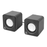 Manhattan 2600 Series Speaker System, Two Speakers, Black/Silver, USB for Stereo Audio and Power, Output: 2x 3W, Decent Sound, Integrated rotary volume control, USB-C/USB-A Adapter, Cable 1.4m