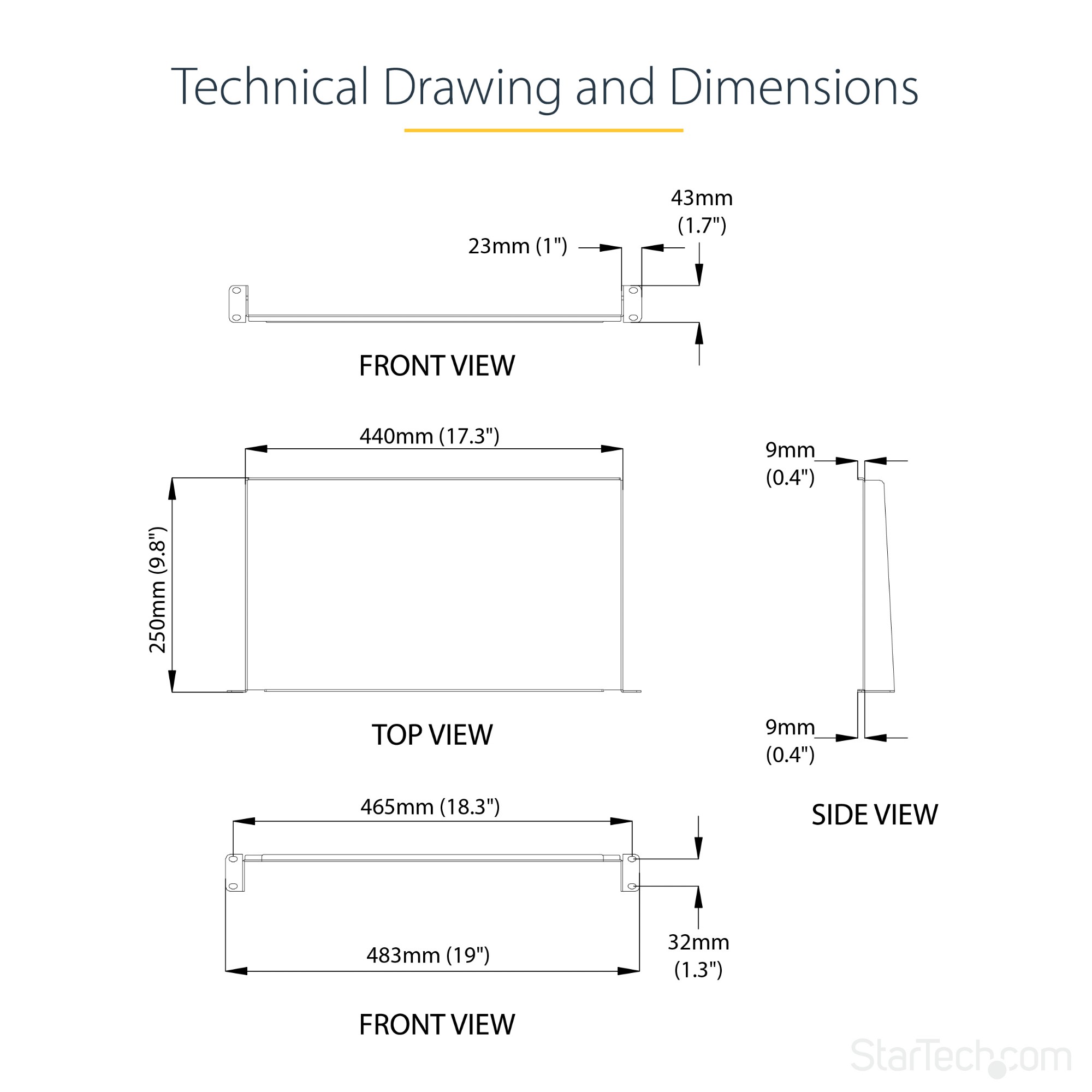 StarTech.com 1U Rack Shelf - 10 in. Deep