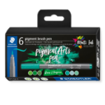 Staedtler Pigment Arts Brush Pen Greens & Turquoises felt pen Green, Turquoise 6 pc(s)