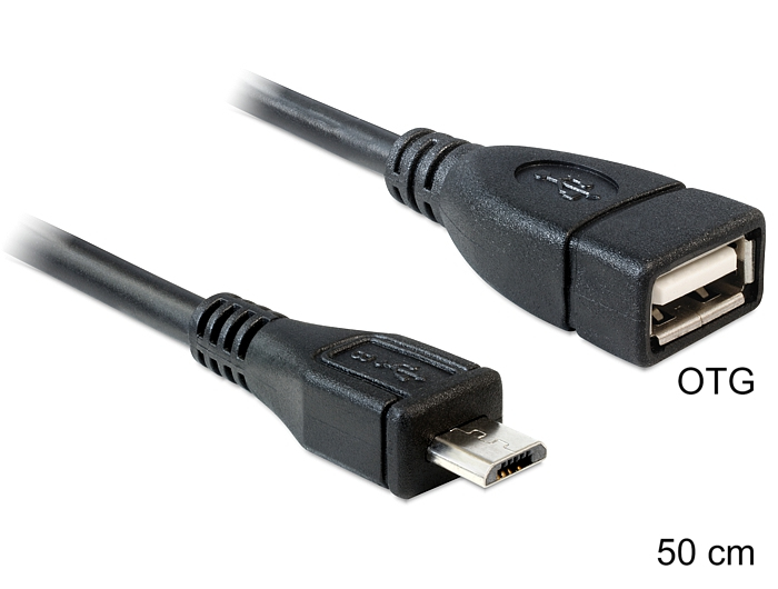 DeLOCK 50cm USB micro-B/USB2.0-A USB cable 0.5 m Micro-USB B USB A Black