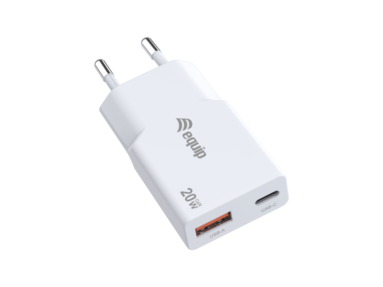 Equip 2-Port 20W GaN Slim USB PD Charger, USB-C x1, USB-A x1
