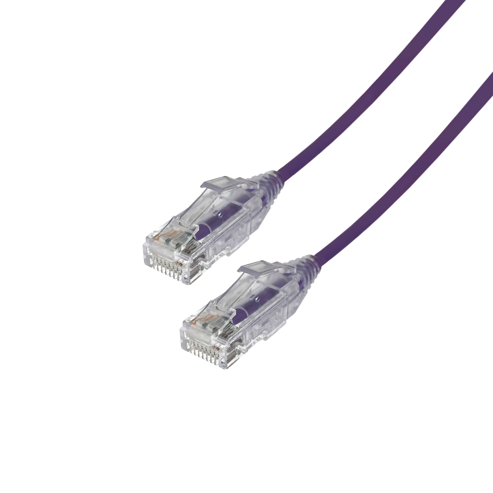 Videk Cat6 Slim U/UTP LSZH RJ45 to RJ45 Booted Patch Cable 28 AWG Purple - 2Mtr