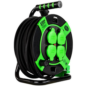 Image of REV 0010215412 power extension 25 m 4 AC outlet(s) Outdoor Black,...