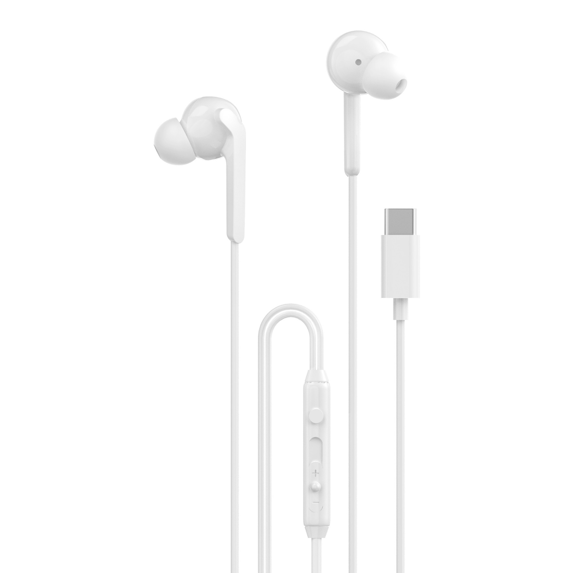 Maplin White Wired Earbuds Usb-C Soft Fit Hands Free Calling Volume Button