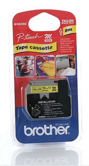 Image of Brother MK-631BZ DirectLabel black on yellow 12mm x 8m for Brother...