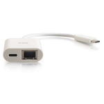 C2G USB C to Ethernet Adapter With Power Delivery - White - Network Adapter