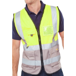 BEESWIFT TWO TONE EXECUTIVE WAISTCOAT SAT YELLOW/GREY MED