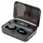 Manhattan Bluetooth In-Ear Headphones (Clearance Pricing), Black, Microphone, Integrated Controls, Sweatproof, Noise Isolating, 5 hour usage time, Max Range 10m, Charging Case with Powerbank (1200mAh), Bluetooth v5.0, USB-A charging cable included, 3 Year