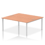 Dynamic Impulse W1800 x D1600 x H750mm Back to Back 2 Person Bench Desk With Cable Management Ports Goal Post Leg Beech Finish Silver Frame - IB00388 DD