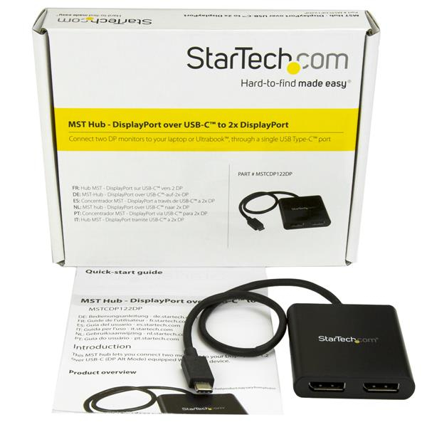 StarTech.com 2-Port Multi Monitor Adapter - USB-C to 2x DisplayPort 1.2 Video Splitter - USB Type-C to DP MST Hub - Dual 4K 30Hz or 1080p 60Hz - Thunderbolt 3 Compatible - Windows Only