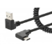 Manhattan USB-C to USB-A Cable, 1m, Male to Male, Black, 480 Mbps (USB 2.0), Tangle Resistant Curly Design, Angled Connectors, Ideal for Charging Cabinets/Carts, Charge only - not for data sync, Hi-Speed USB, Lifetime Warranty