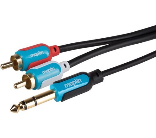 Maplin MAV63002-030 audio cable 3 m 6.35mm TRS 2 x RCA Black
