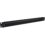 InLine 19" Cable entry plate with brush, 1U, RAL 9005 black
