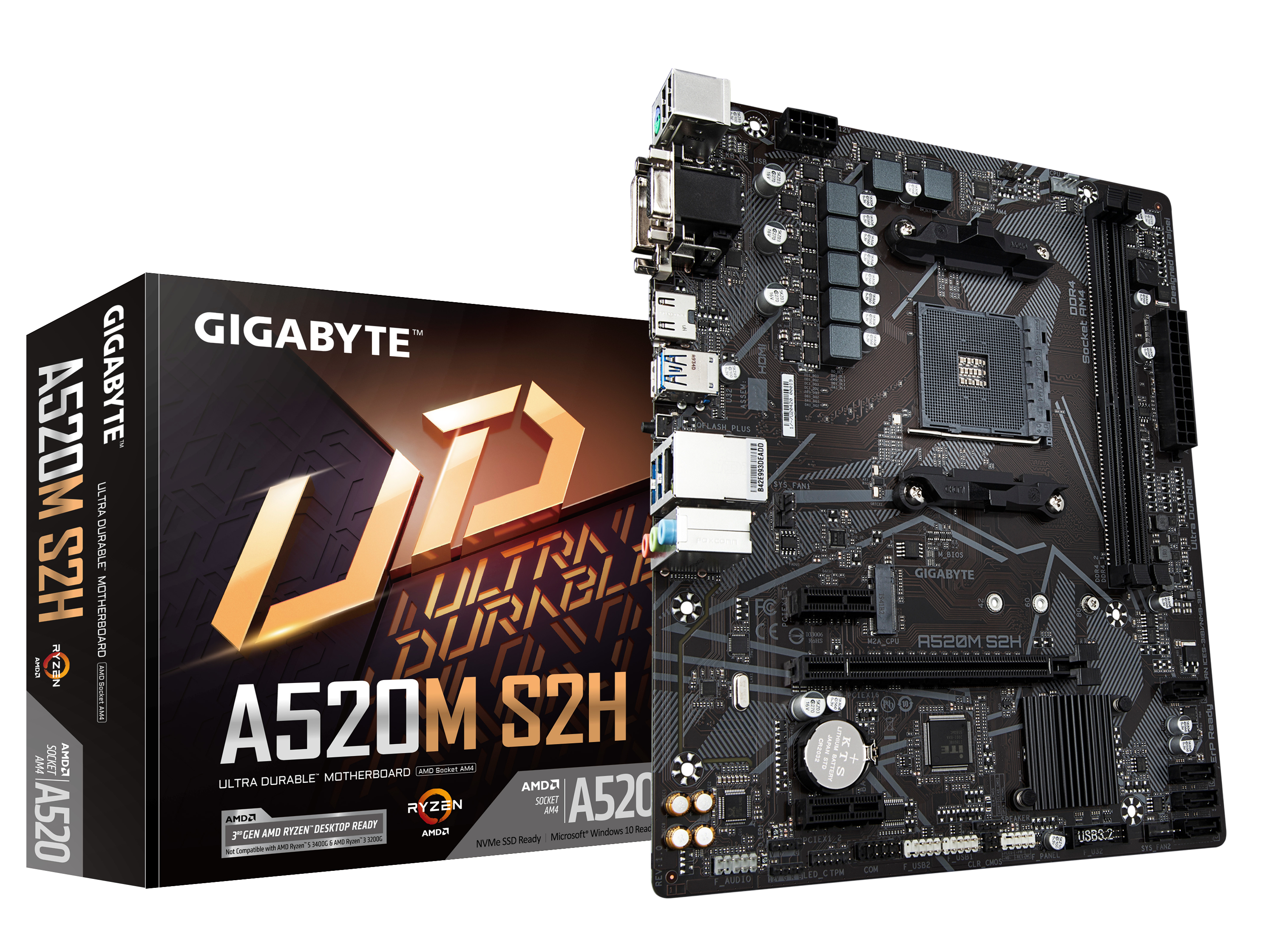 Image of Gigabyte A520M S2H Motherboard - Supports AMD Ryzen 5000 Series...