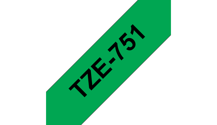 Brother TZE-751 DirectLabel black on green Laminat 24mm x 8m for Brother P-Touch TZ 3.5-24mm/HSE/36mm/6-24mm/6-36mm