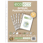 Eco Eco A4 100% Recycled Bag Multi Punched Pockets - Pack of 50