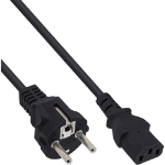 InLine power cable, CEE 7/7 straight / 3pin IEC C13 male, black, 3m